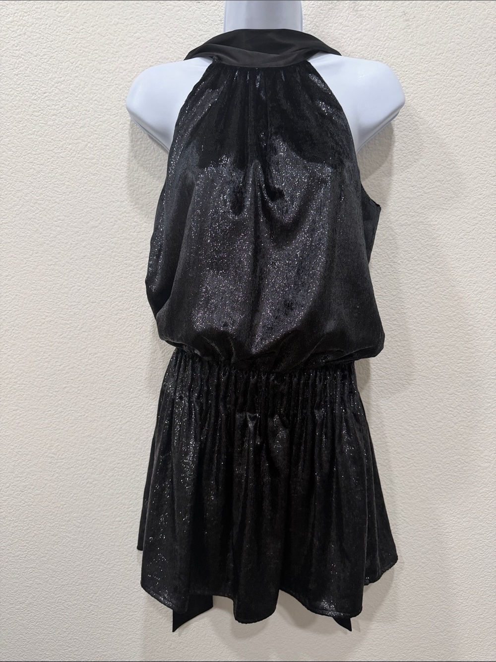 Ramy Brook Black Shimmer Halter Mini Dress XS $85